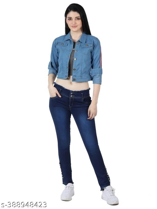 Denim Jacket for Women (Blue, XL)