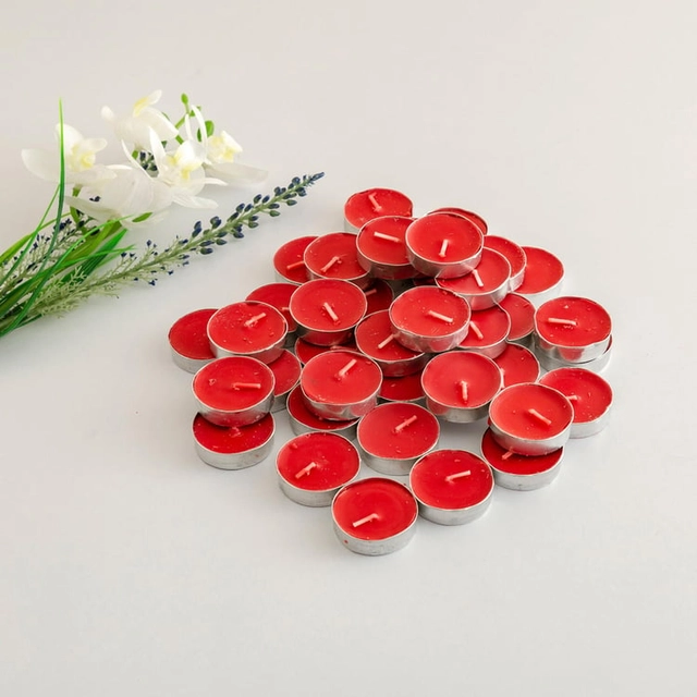 Tea-Light Candles (Red, Pack of 50)