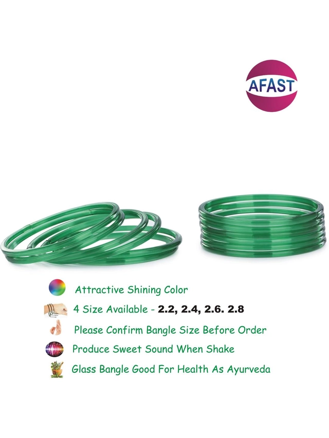 Glass Bangle Set for Women (Green, 2.2) (Pack of 12)