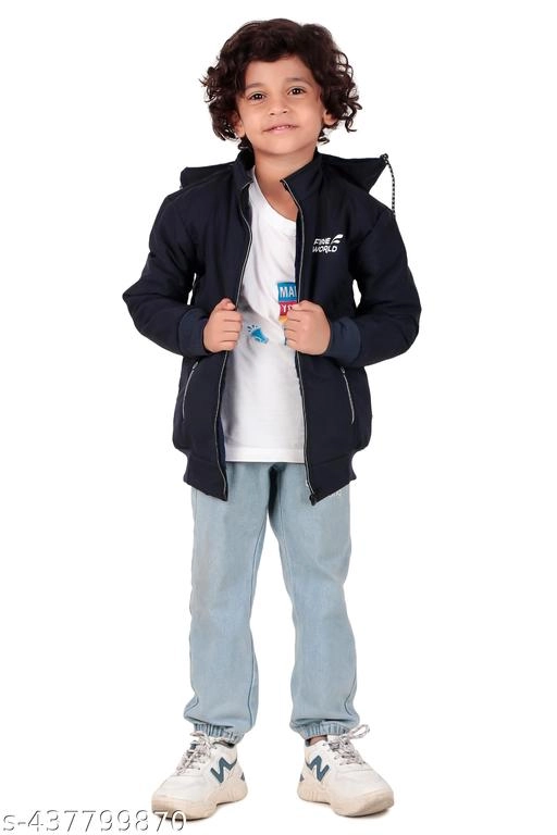 Polyester Jacket for Boys (Navy Blue, 1-2 Years)