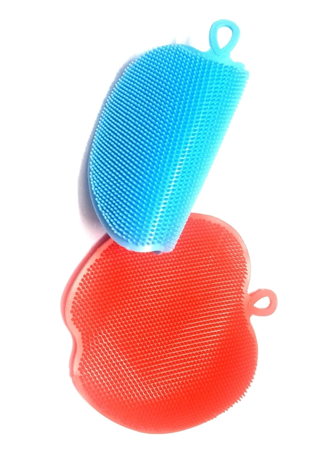 Silicone Round Cleaning Brushes (Multicolor, Pack of 2)