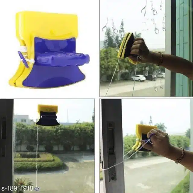 Plastic Magnetic Window Glass Cleaner (Blue & Yellow)