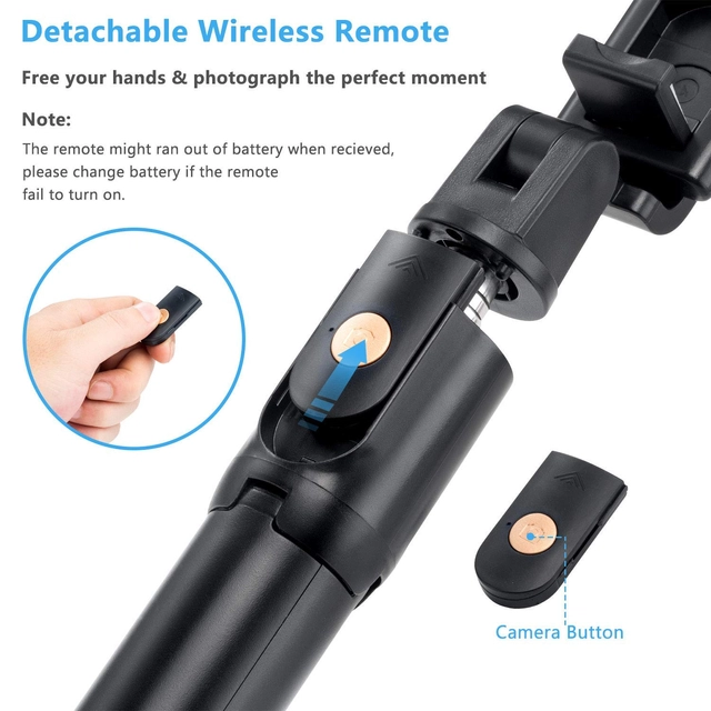 Aluminum Selfie Stick cum Tripod (Black, 105 cm)