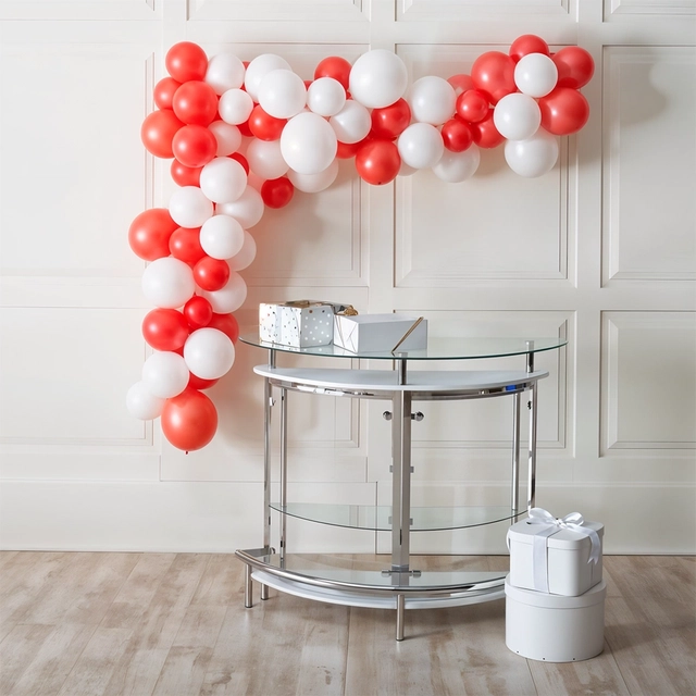 Mettalic Balloons for Decoration Birthday/Anniversary/Baby Shower 40 Ballons,1 Pump (Red & WhiteKit 41 pcs)