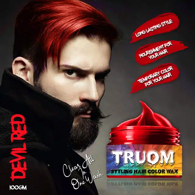 Truom Non-Alcohol Hair Wax for Men (Devil Red, 100 g)