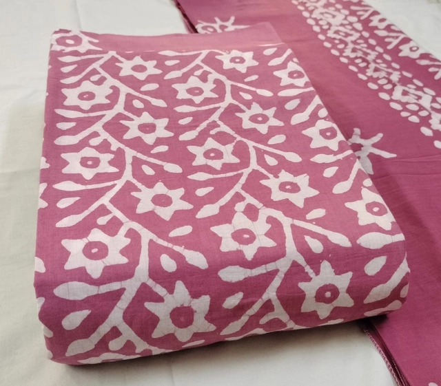 Cotton Printed Unstitched Suit Fabric (Pink, 2.4 m)