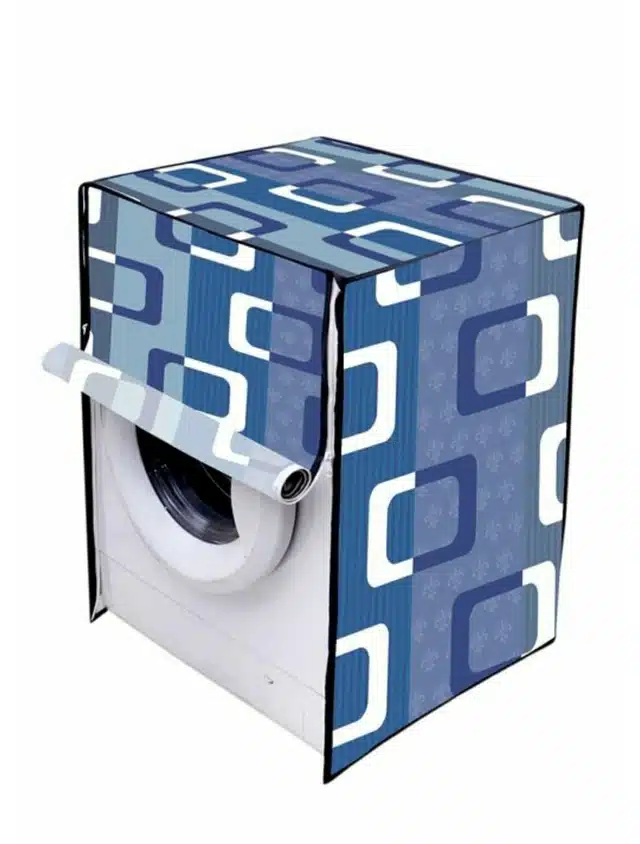 Knit Printed Front Load Washing Machine Cover (Blue)