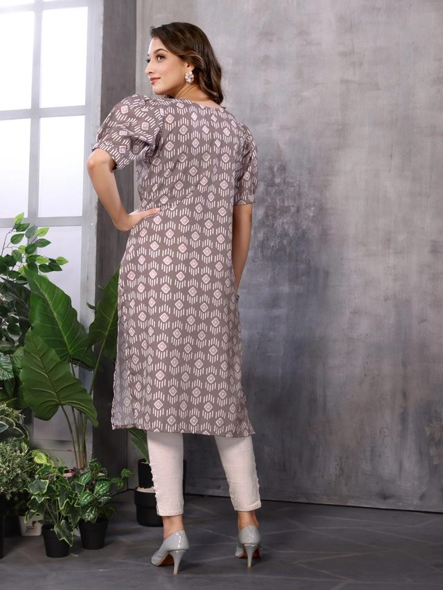 Crepe Printed Kurti for Women (Multicolor, M)