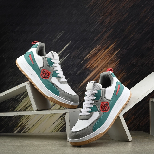 Sneakers for Men (Sea Green & White, 6)