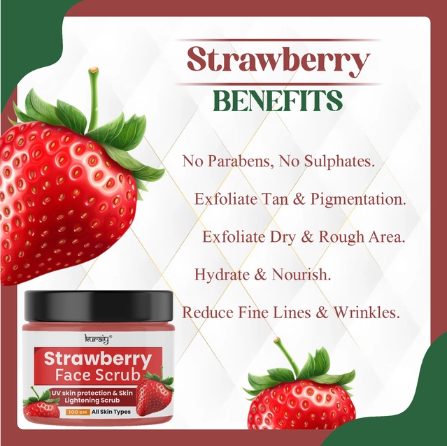 Kuraiy Strawberry UV Skin Protection & Lightening Face Scrub (100 g)