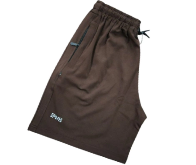 Lycra Solid Shorts for Men (Brown, XL)