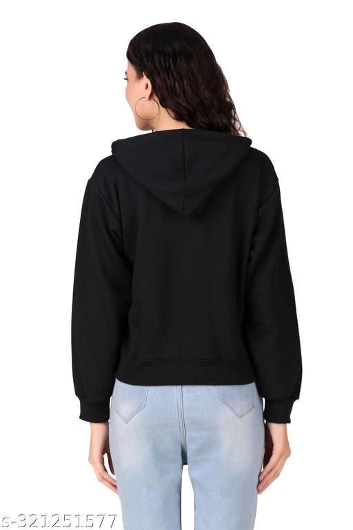 Fleece Solid Jackets for Women (Black, S)