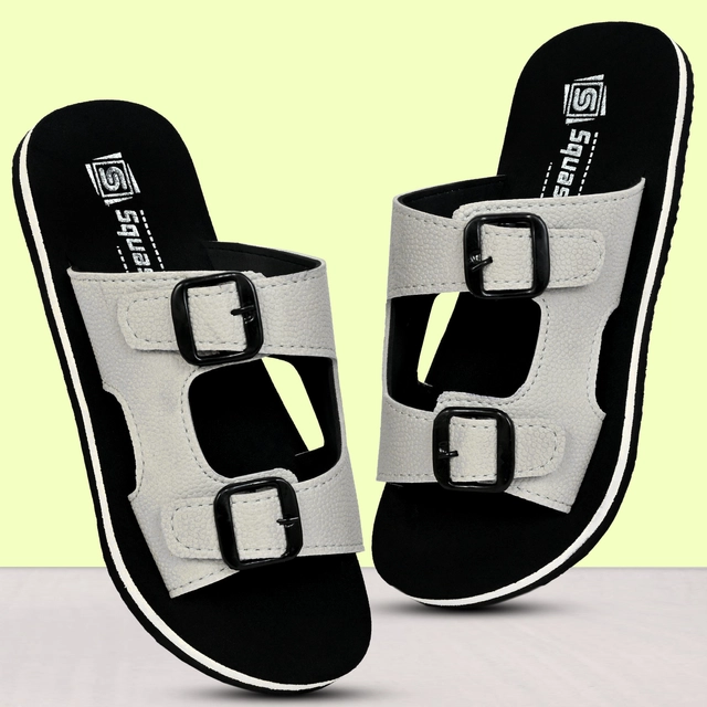 Flip Flops for Men (Grey & Black, 6)