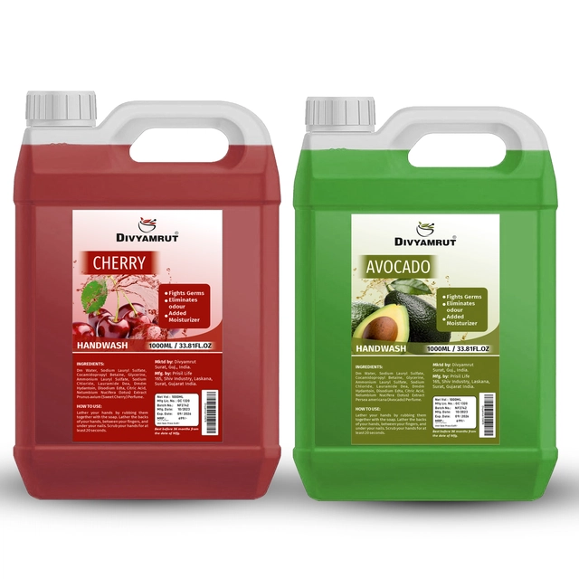 Divyamrut Cherry & Avocado Liquid Hand Wash (1000 ml, Pack of 2)