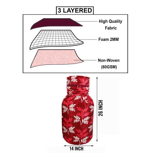 E-Retailer® PolyeSTer 3-Layered LPG Gas Cylinder Cover With Zip Enclosure (Pack Of 1) (Maroon, 66X36 cm) (ST184)
