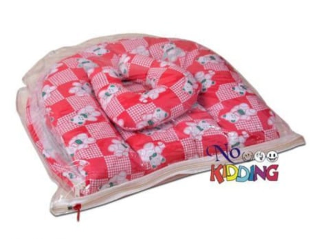 Cotton Bed with Mosquito Net for Kids (Multicolor, 40x70 cm)