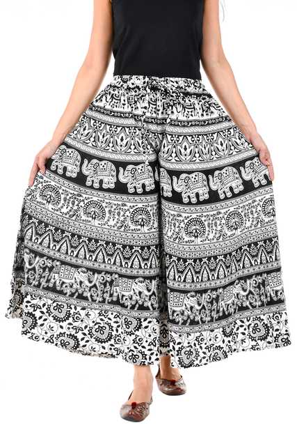 Rangun Casual Cotton Women Printed Palazzo (Black ) (MT-18)