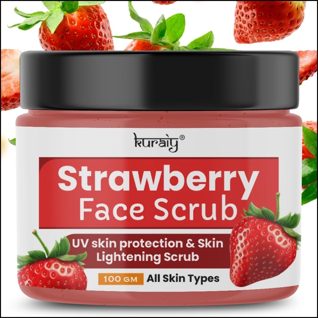 Kuraiy Strawberry UV Skin Protection & Lightening Face Scrub (100 g)