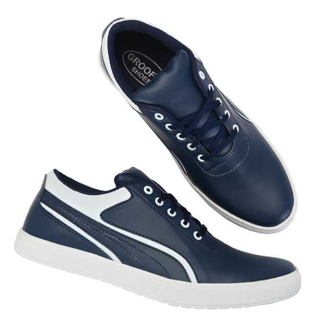 Groofers  Casual  Sneakers For Men (Blue, UK 10) (KK-299)
