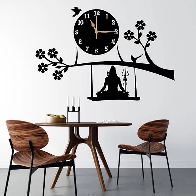 Wooden Wall Clock For Home (Black, Pack of 1)