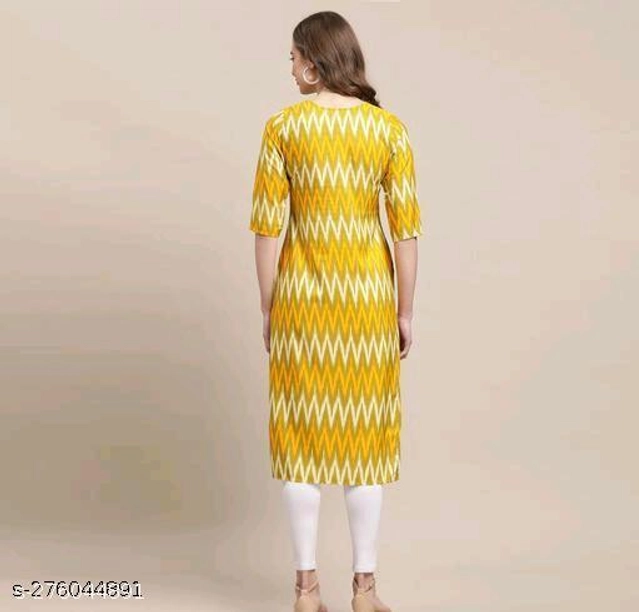 Crepe Printed Kurti for Women (Yellow, S)