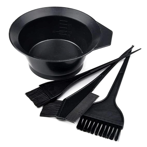 Combo of 3 Pcs Dye Brushes with Mixing Bowl for Hair Colour (Black, Set of 2)