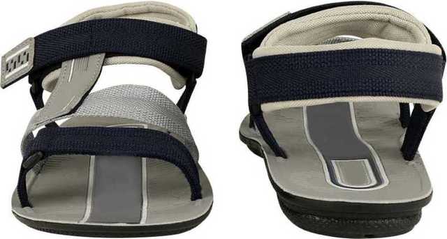 Ligera Men's Stylish Synthetic Leather Casual Sandals (Grey & Black, 8) (L-28)