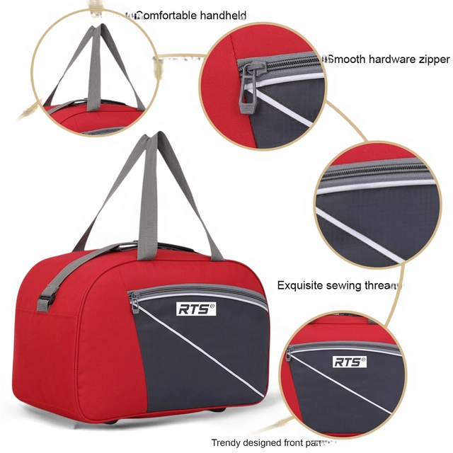 Polyester Durable Adjustable Strap Travel Duffel Bag (Red & Grey, 20x12x9.5 inches) (40 L)