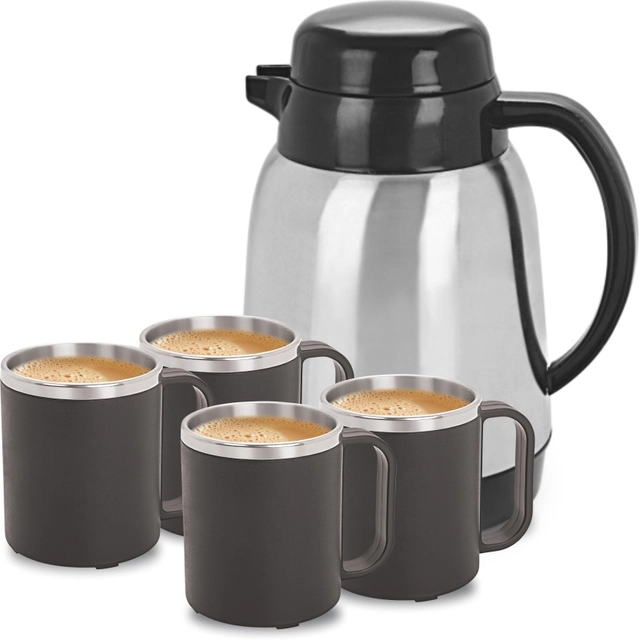 Basik Stainless Steel Lunar Kettle Jug With 4 Cups ( 0.49 L) (Pack Of 5)