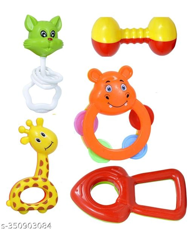 Plastic Rattle Toy for Baby (Multicolor, Pack of 5)