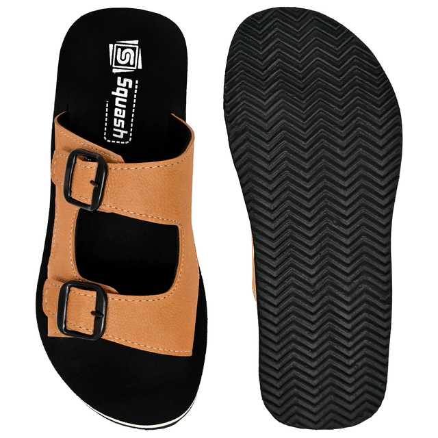 Flip Flops for Men (Orange & Black, 6)