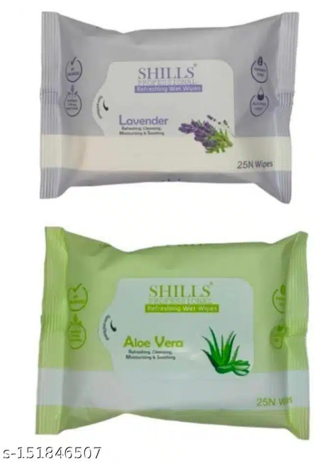 Shills Aloevera with Lavender Wet Face Wipes (Pack of 2)