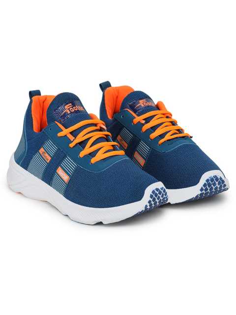 Footox Casual Men Casual Shoes (Teal Blue & Orange, 8) (FF-56)