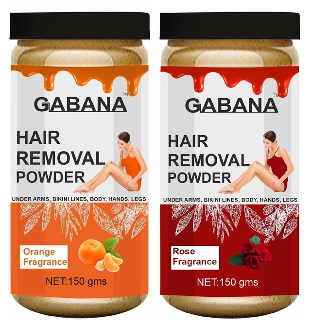 Gabana Orange with Rose Fragrance Instant Painless Hair Removal Powder (150 g, Pack of 2)