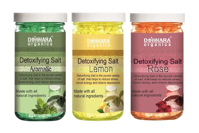 Donnara Organics Aromatic, Lemon & Rose Detoxifying Bath Salt Crystal (200 g, Set of 3)