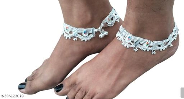 Alloy Anklets for Women (Silver, Set of 1)