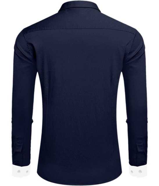 Vertusy Cotton Men Solid Shirt (Navy Blue, XXL) (V-25)
