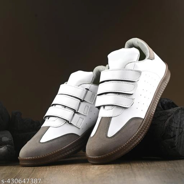 Casual Shoes for Men (White & Brown, 6)