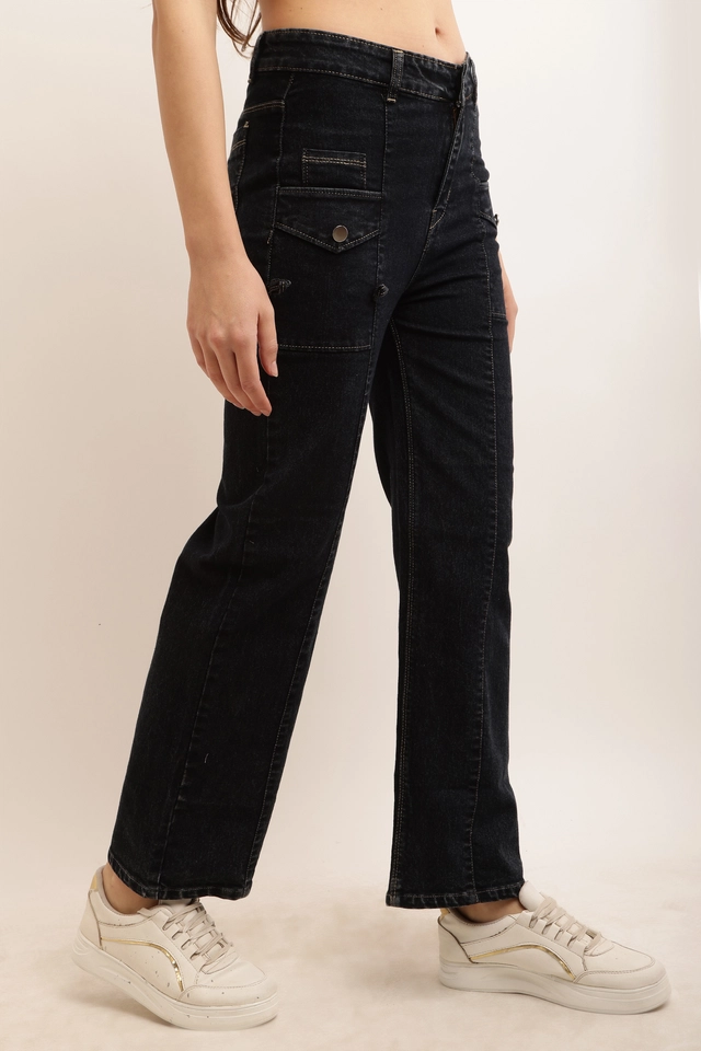 Denim Mid Rise Jeans for Women (Black, 28)