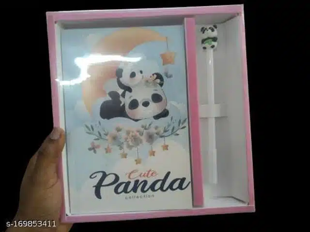 Panda Diary with Pen Set (Multicolor, Set of 1)