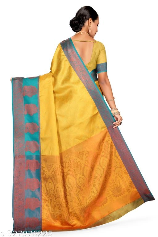 Kanjeevaram Silk Zari Woven Saree for Women (Yellow, 6.3 m)