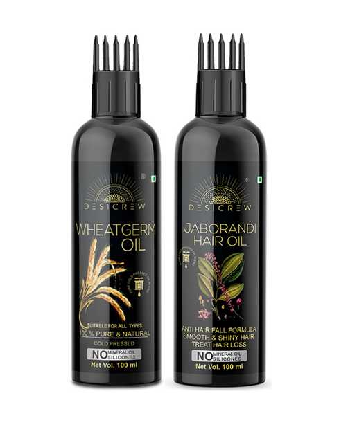 Desi Crew Pure Wheatgerm Oil & Jaborandi Oil For Skin, Body & Hair Care (Pack Of 2, 100 ml) (KGE-821)
