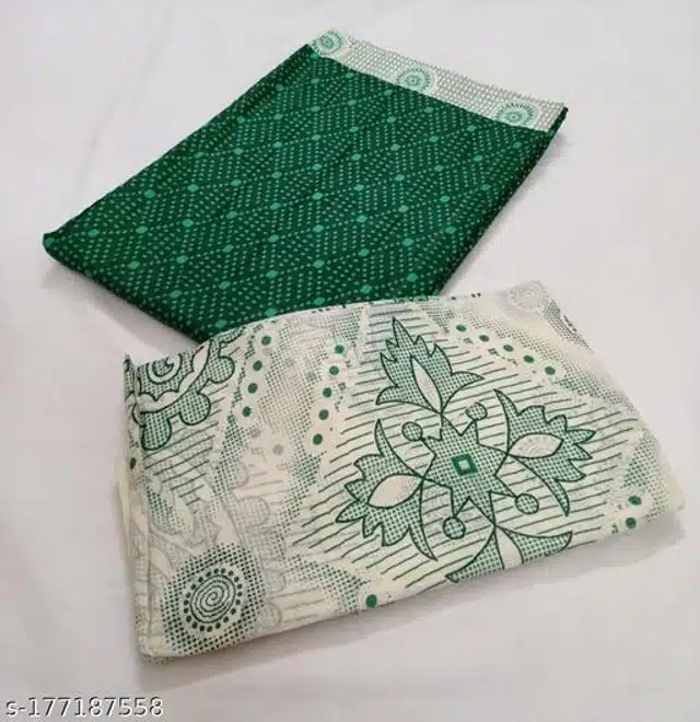 Cotton Unstitched Suit Fabric for Women (Green & Cream)