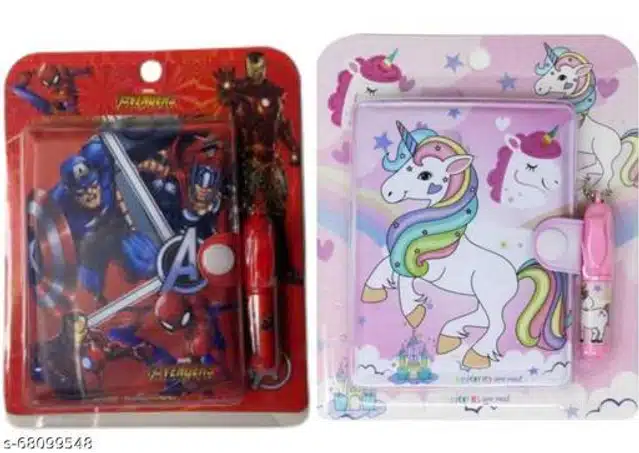 Avengers and Unicorn Diary with Pen Set (Multicolor, Set of 2)