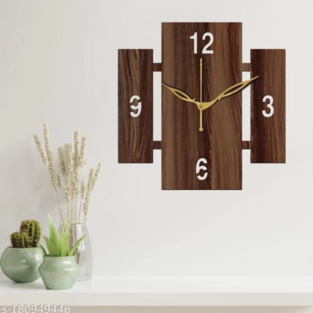 Wooden Wall Clock for Home (Brown)