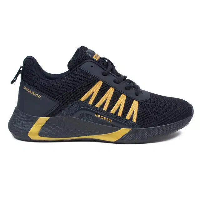 Sports Shoes for Men (Black & Gold, 6)