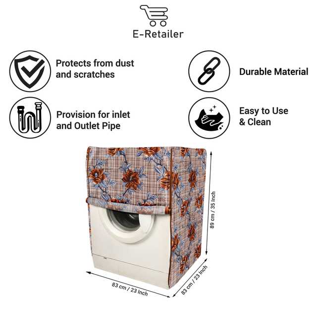 E Retailer Polyester Front Load Washing Machine Cover For 5kg to 8kg (Brown, 23x23x35) (E-208)