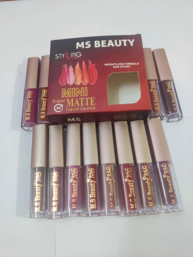 MS Beauty Styling Mini Matte Liquid Lipsticks (Multicolor, Pack of 12)