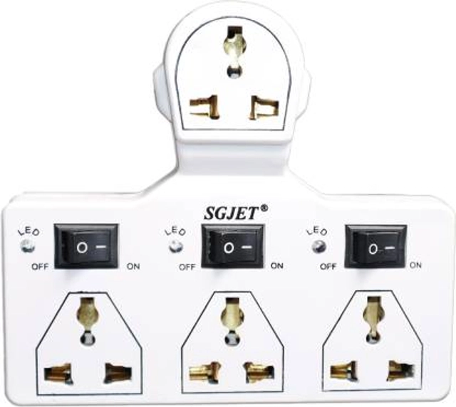 SGJET 4 UNIVERSAL SOCKET 3 SWITCH MULTI PLUG EXTENSION BOARD 4 Socket Extension Boards  (White, Pack of 1)