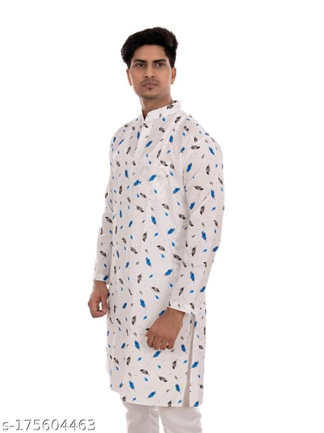 Cotton Blend Kurta for Men (White, S)